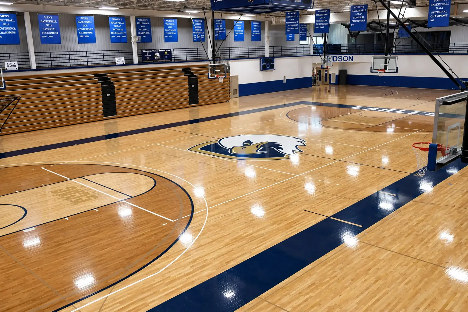 Judson University gymnasium court with bleachers